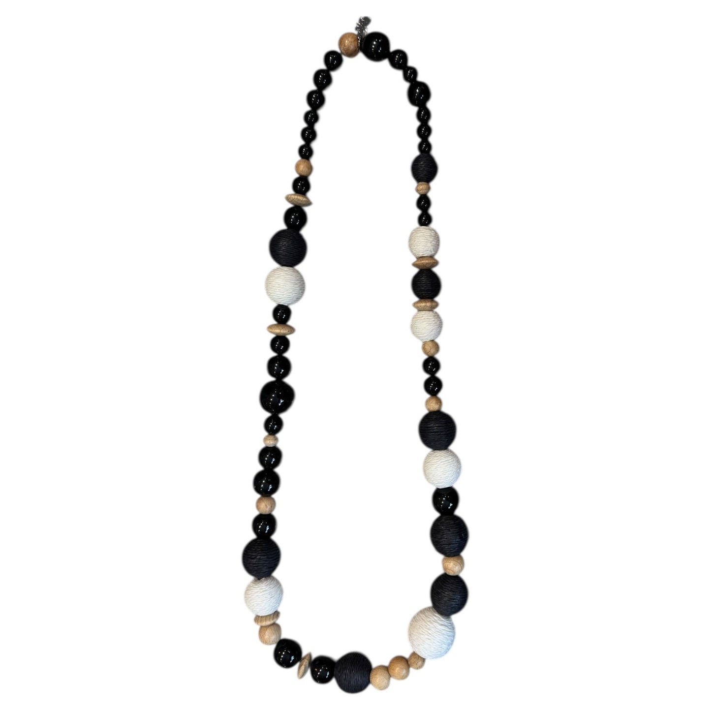 Weekend Max Mara Black Cream and Wood Necklace
