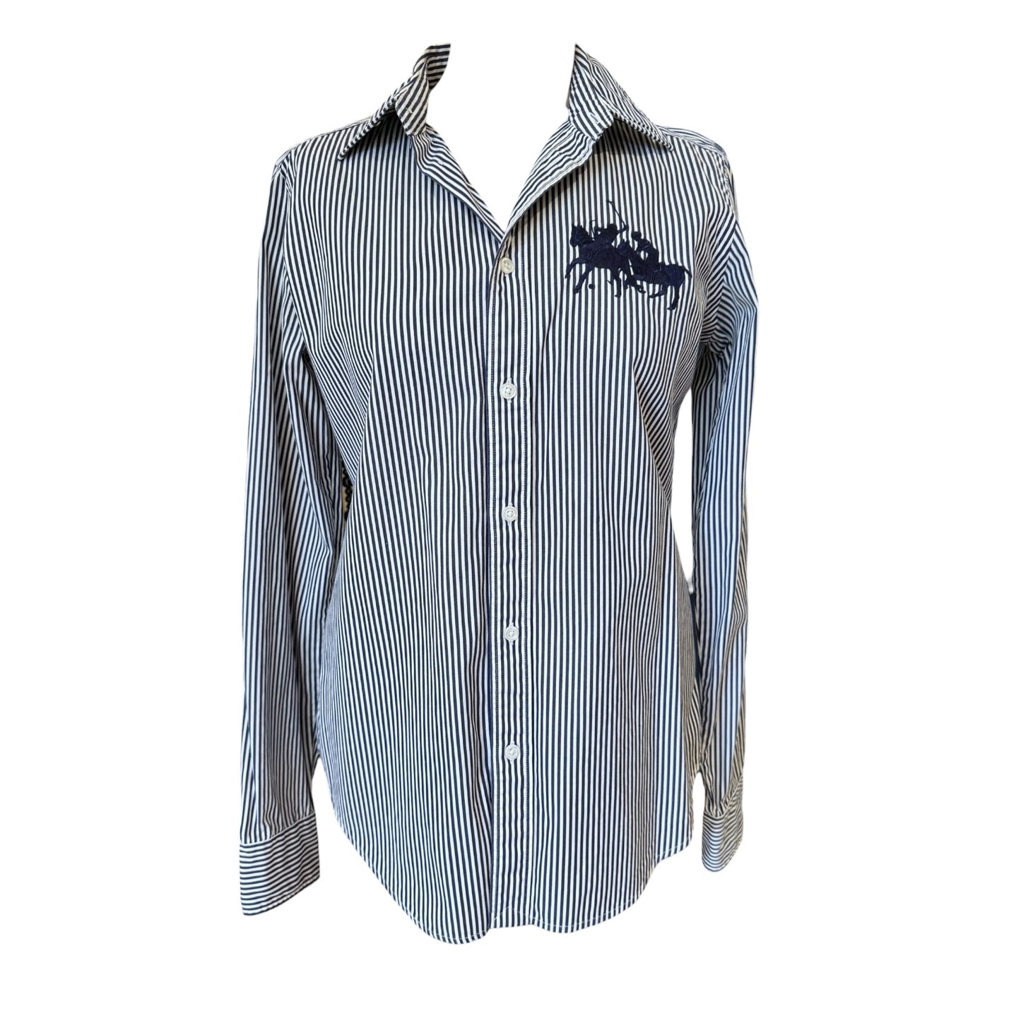 Ralph Lauren Navy and White Stripe Shirt - 8