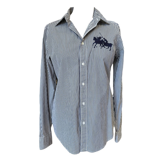 Ralph Lauren Navy and White Stripe Shirt - 8
