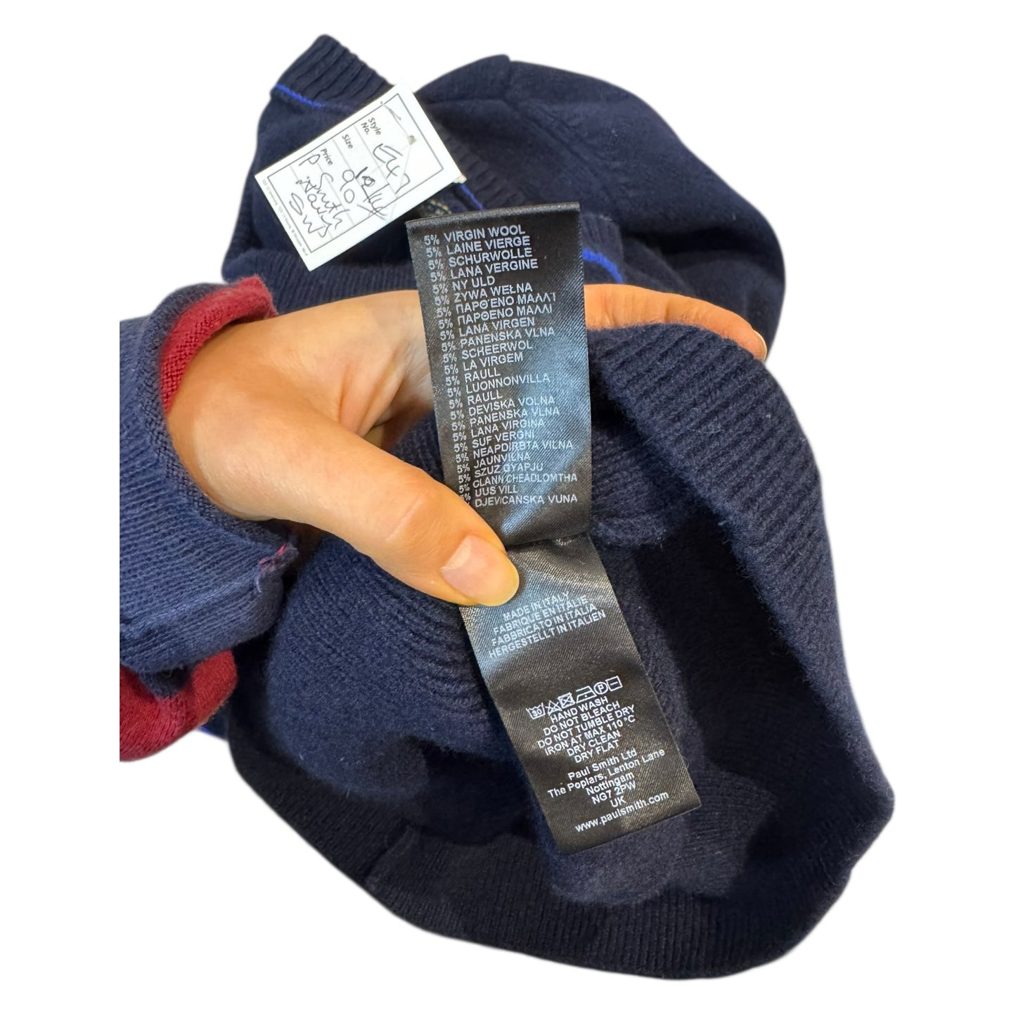 Paul Smith Navy Blue Detail Lambswool Jumper - 12/14