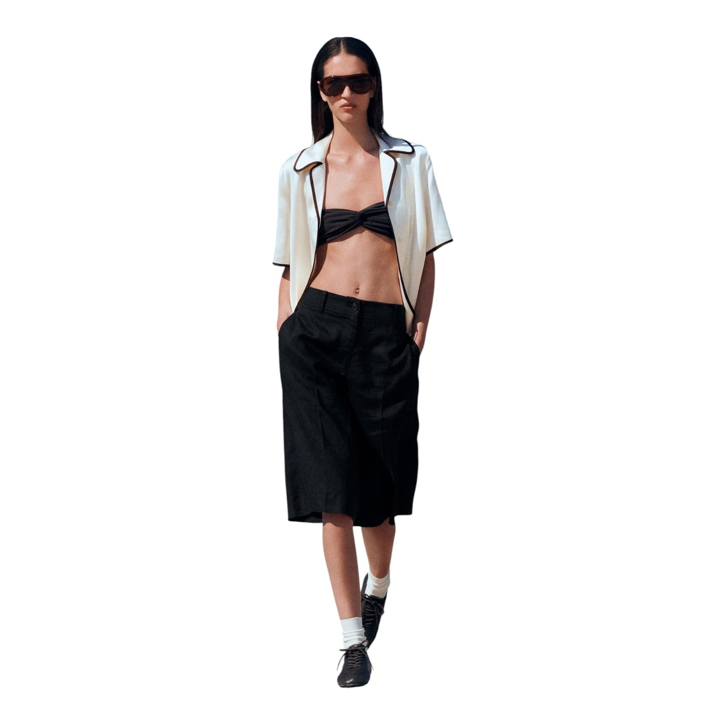 COS Black Linen Utility Bermuda Shorts - 8/10 - NEW