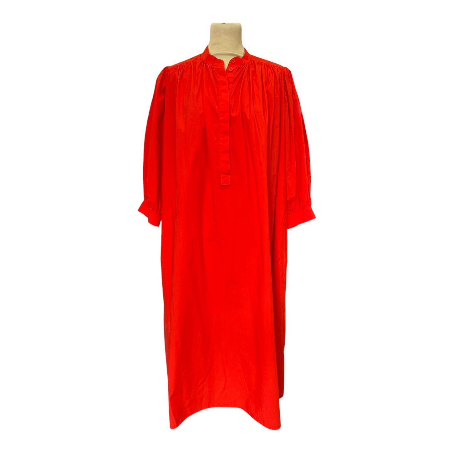 COS Tomato Red Puff-Sleeve Belted Dress - 12/14