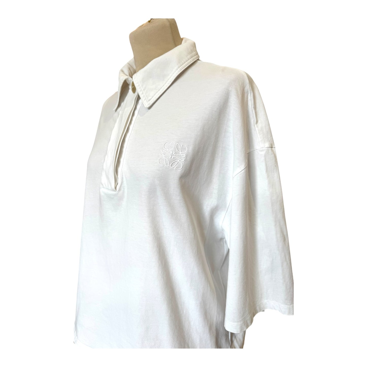 Loewe White Logo Embroidered Polo Shirt - 12