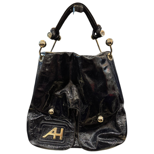 Anya Hindmarch Black Patent Leather and Silver Bag