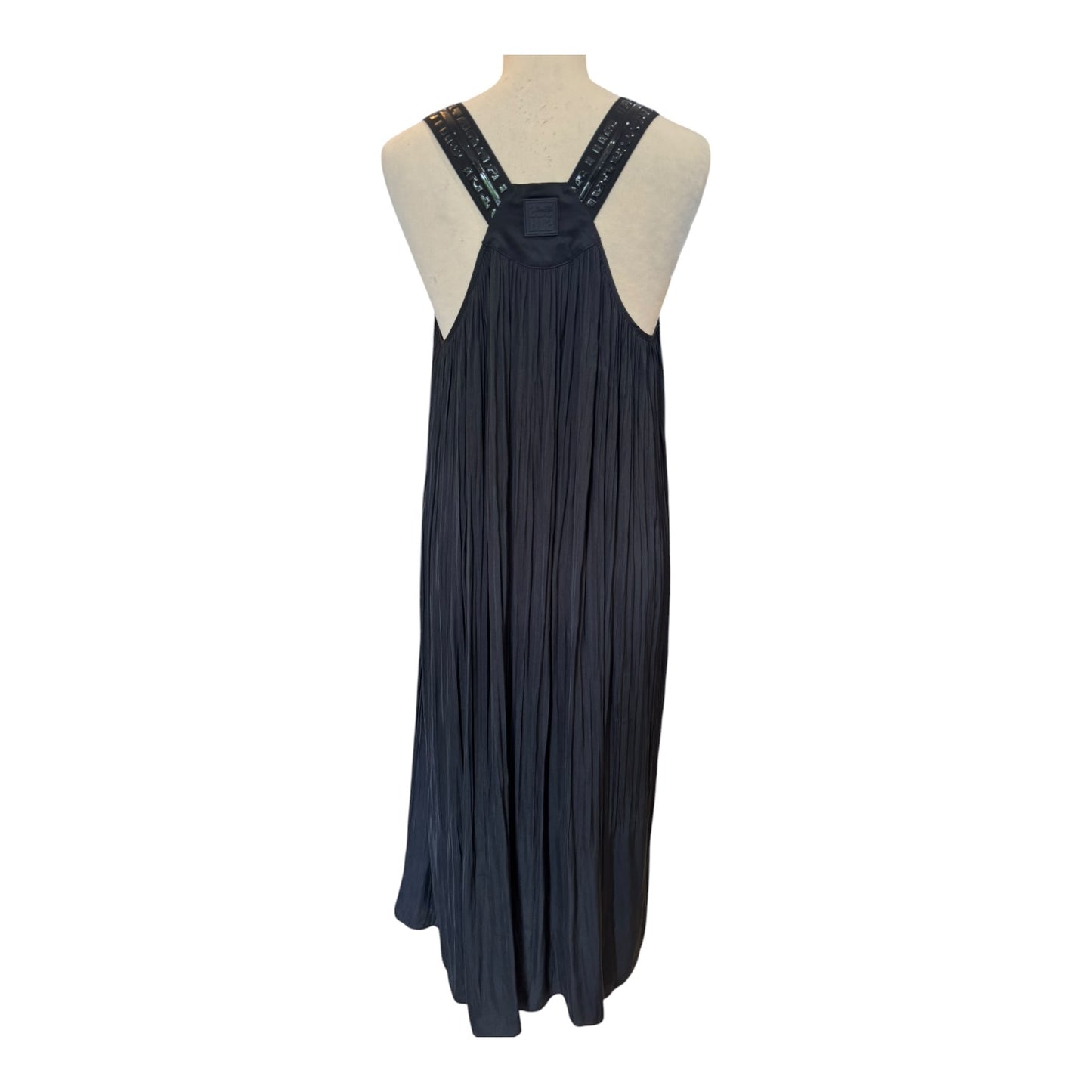 Marc Cain Sports Black Pleated Racerback Dress - 12 - NEW