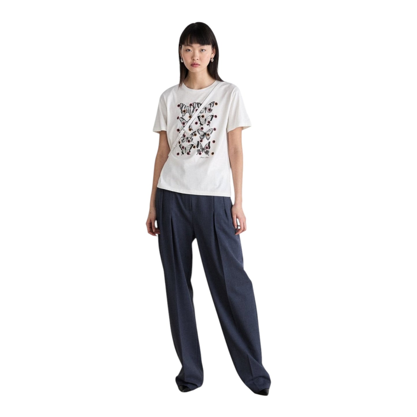Marc Cain White Butterfly Print T Shirt - 12