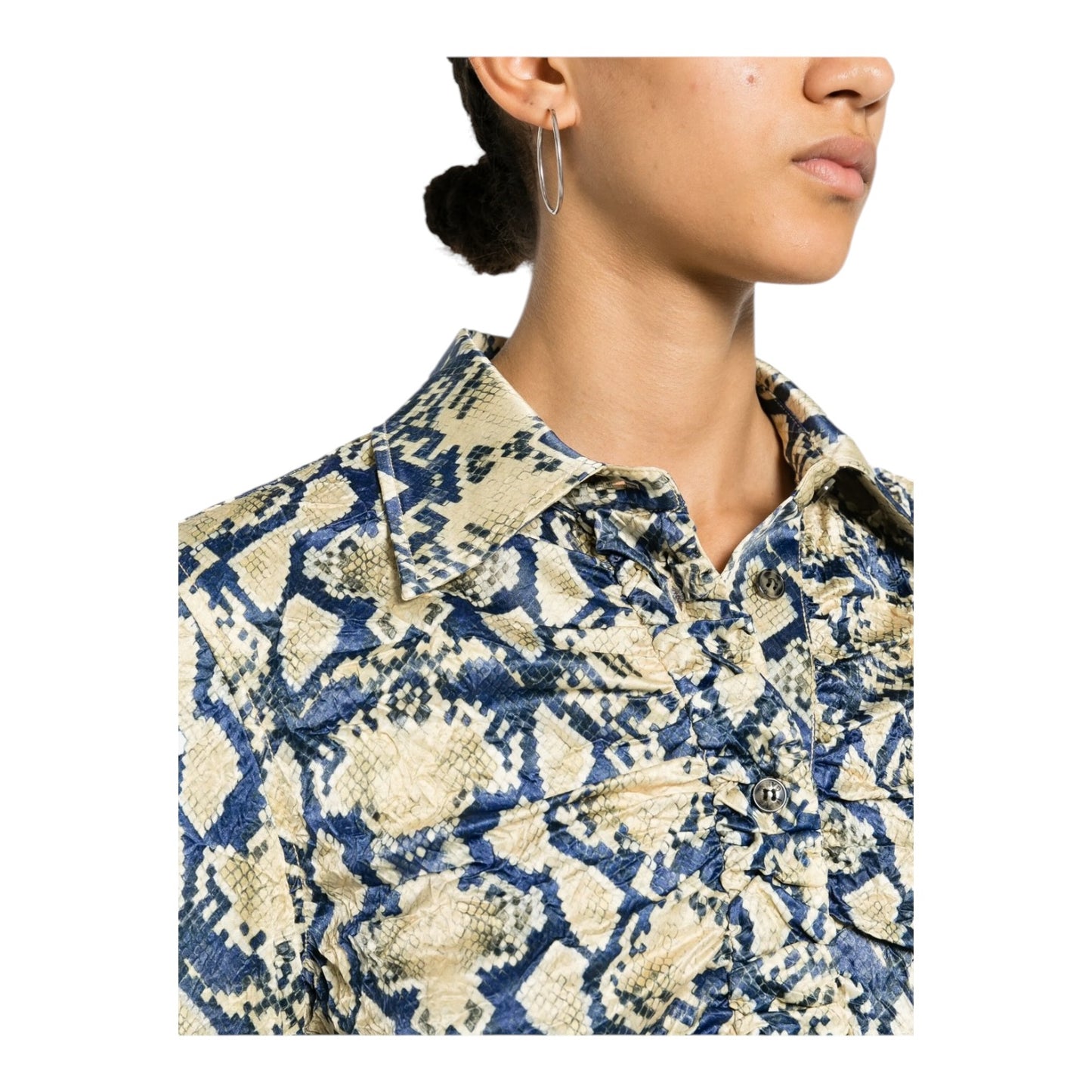 Ganni Snake Print Satin Shirt - 10