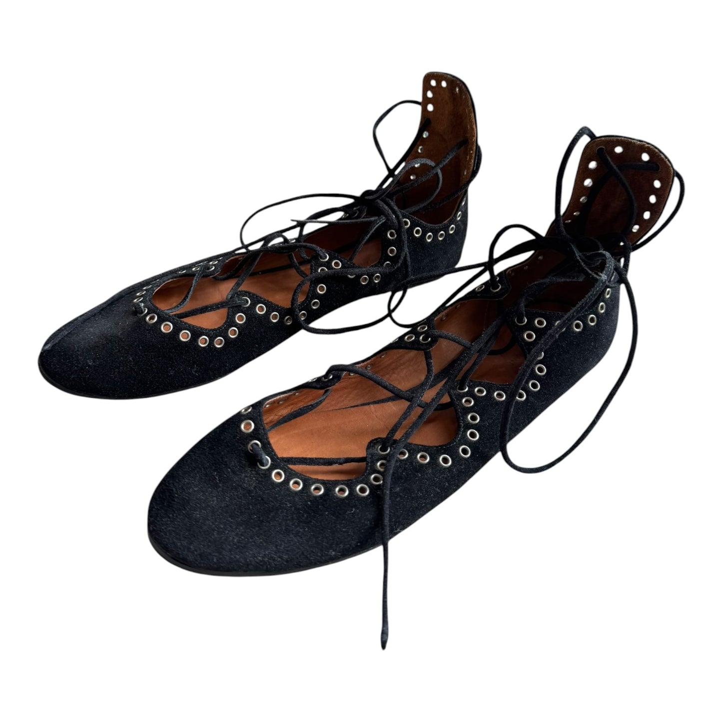 Isabel Marant Black Leo Lace Up Ballet Flats - 41/8