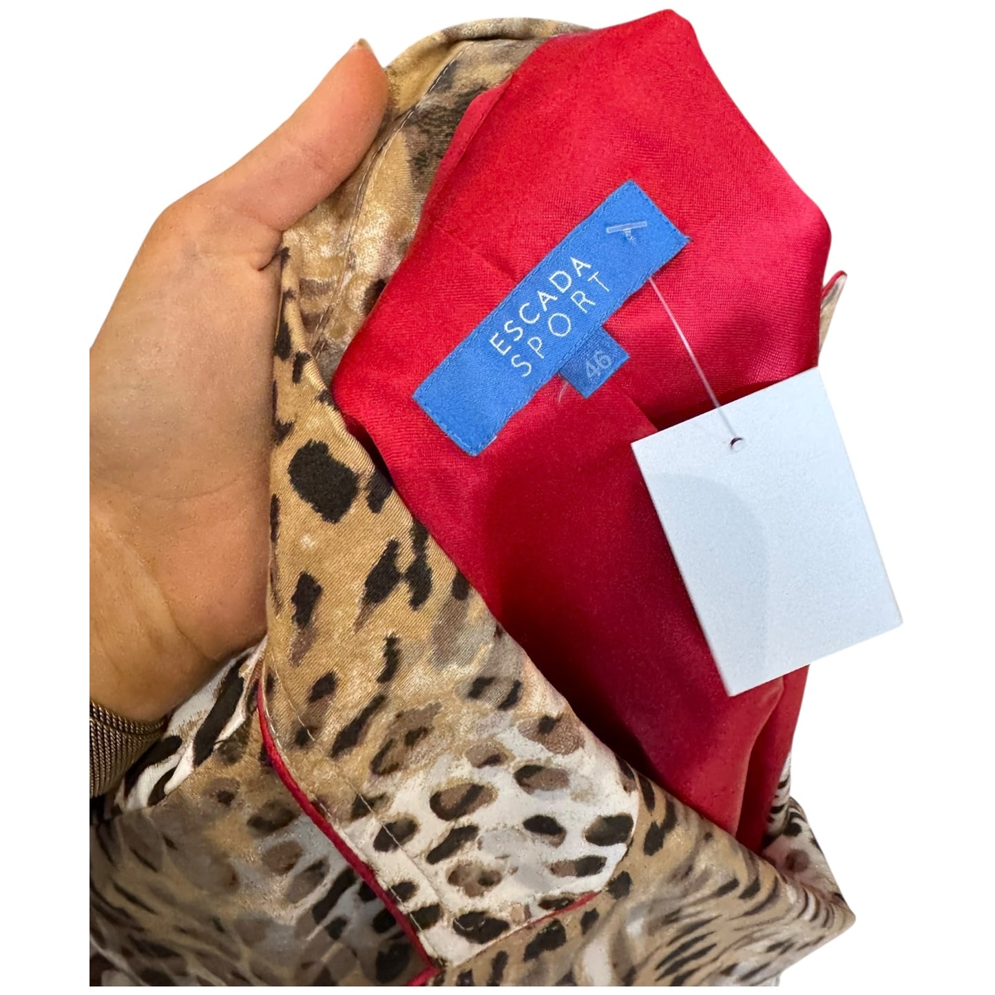 Escada Leopard Print Blazer with Red Trim - 16/18