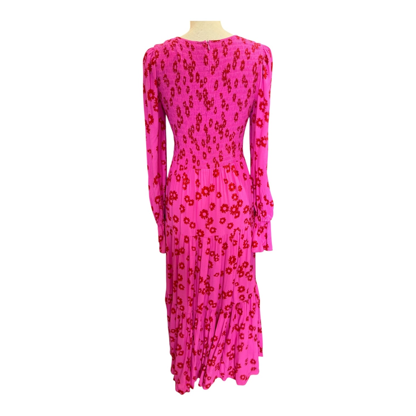 Kitri Petra Pink Daisy Print Shirred Dress - 12