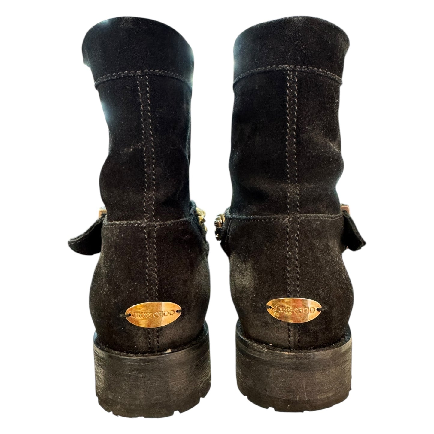 Jimmy Choo Suede Leather Chain Link Boots - 38 / 5