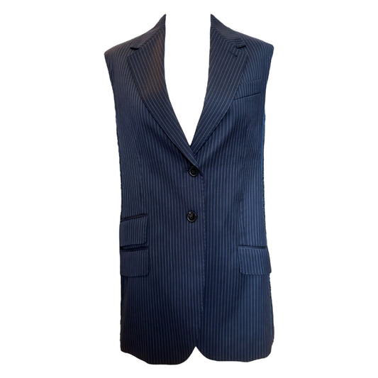 SportMax Navy Pinstripe Longline Gilet - 10