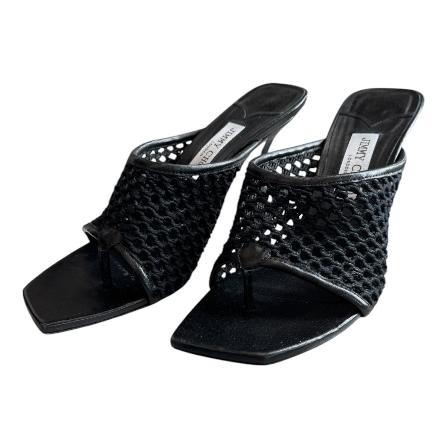 Jimmy Choo Black Seher 90 Woven Mules - 40.5 / 7.5