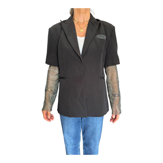 Black Blazer with Sparkle Sleeves - 12