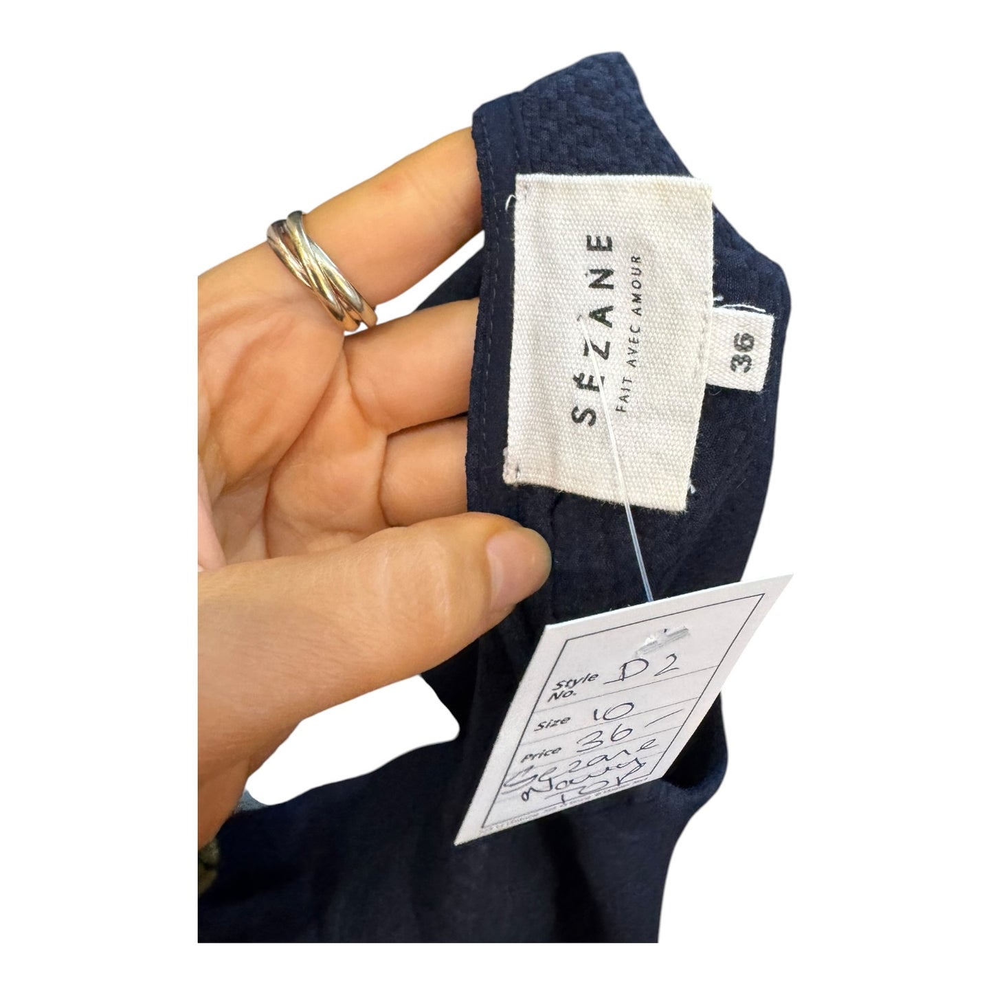 Sezane Tie Navy Peplum Top - 10