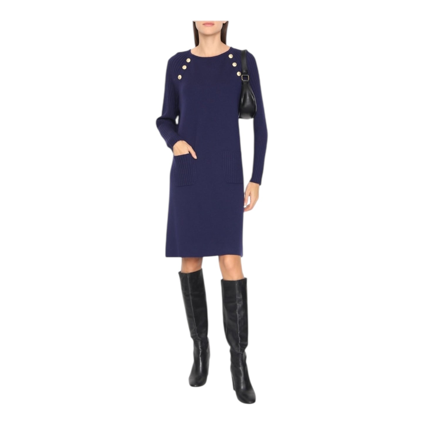 Luisa Spagnoli Navy Knit Dress - 14/16