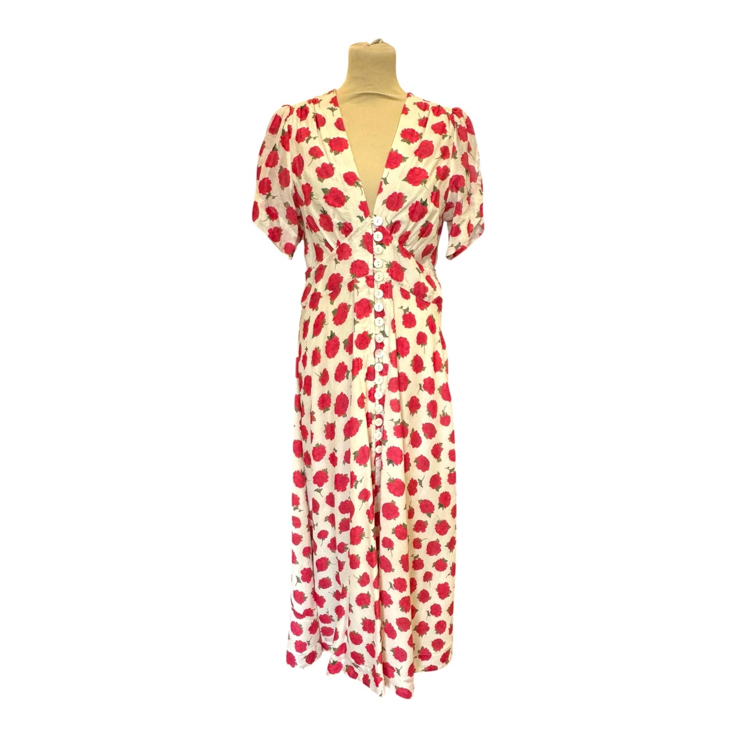 Rixo Pink  Floral Novara Cotton-Silk Midi Dress - 12