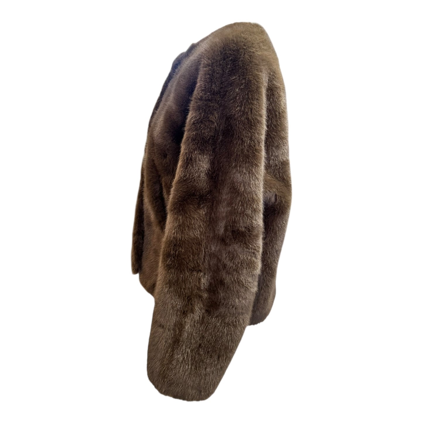 Orfeo Sissi Brown Faux Fur Jacket with Scarf - 12/14