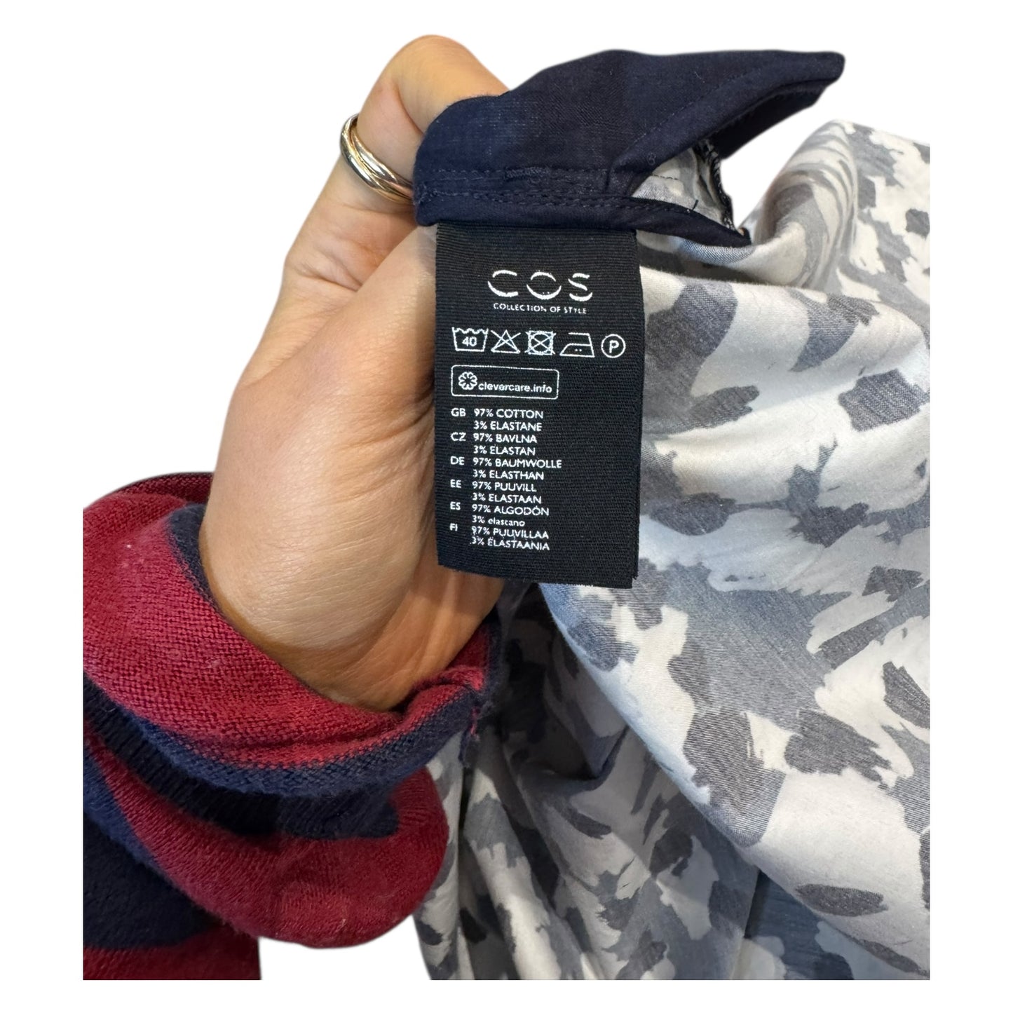 COS Navy Floral Stand Up Collar Dress - 16