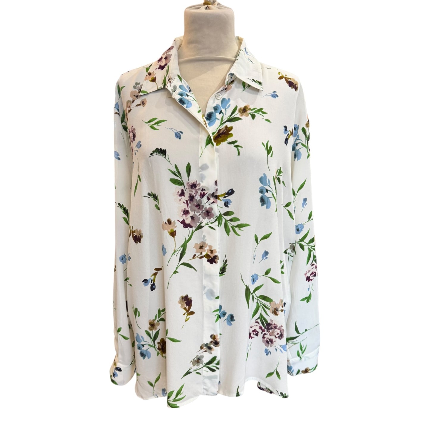 Marella Faretra Cream Floral Silk Blouse - 16
