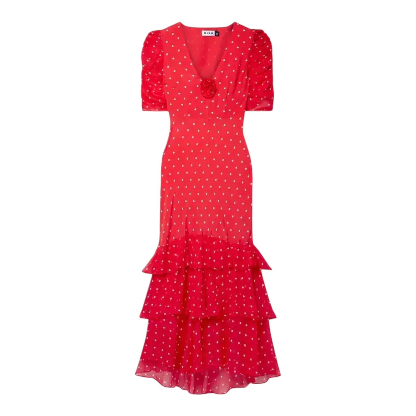 Rixo Rosheen Red Polka Dot Silk Blend Dress - 14