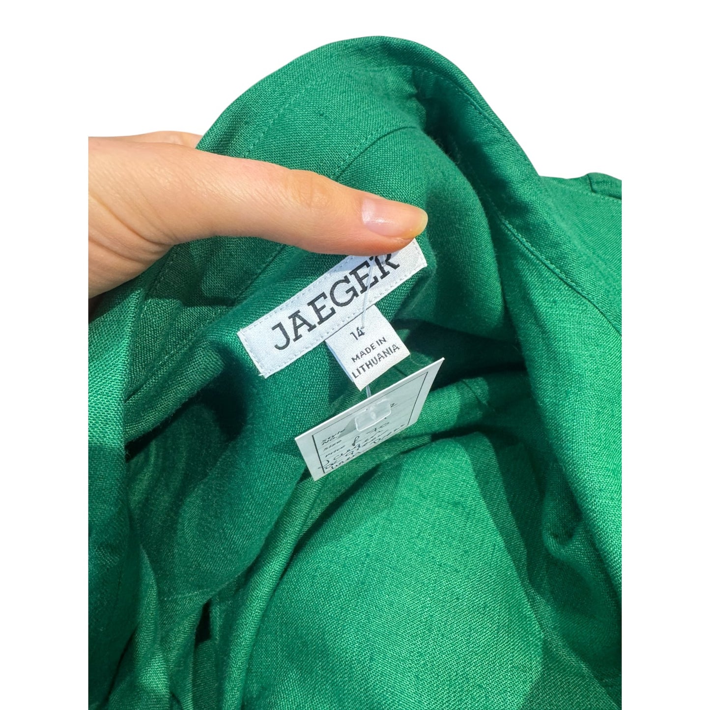 Jaeger Green Linen Midi Shirt Dress - 14