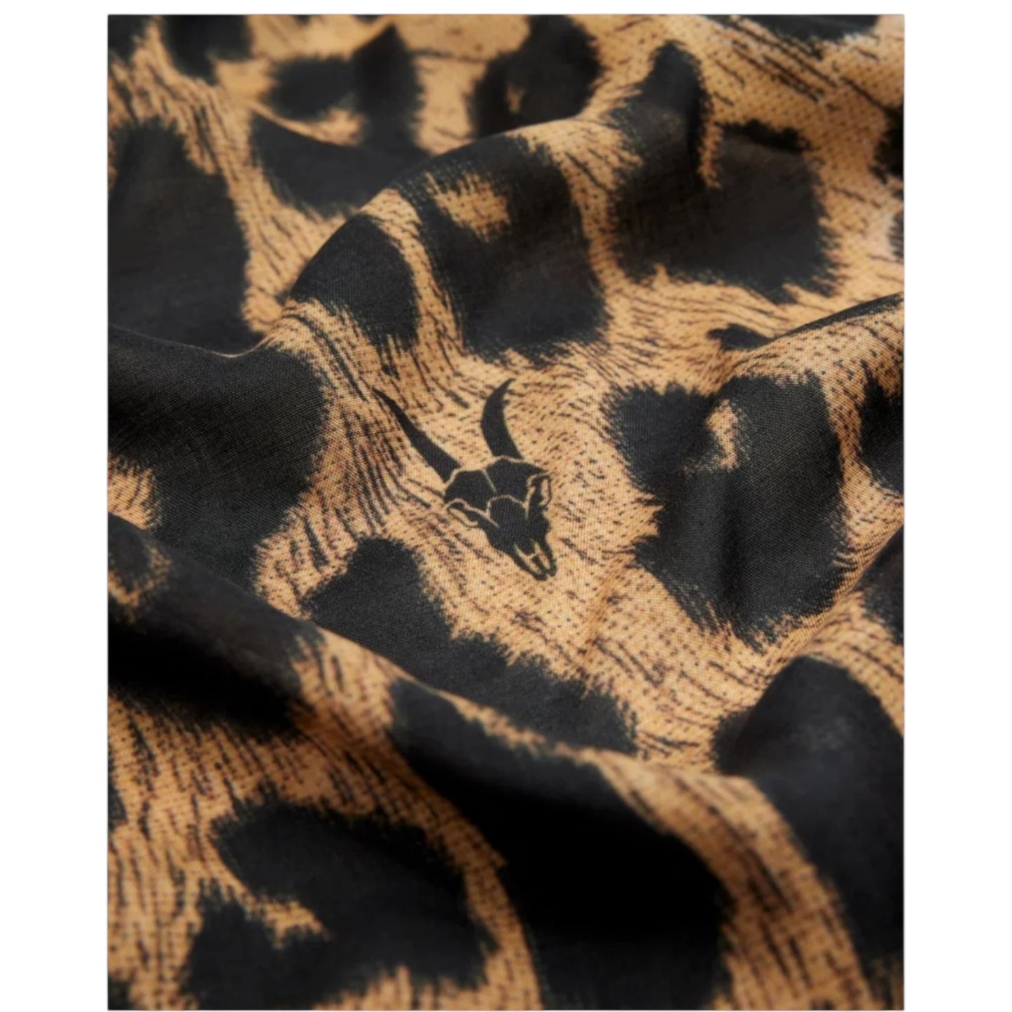 All Saints Black and Leopard Print Scarf