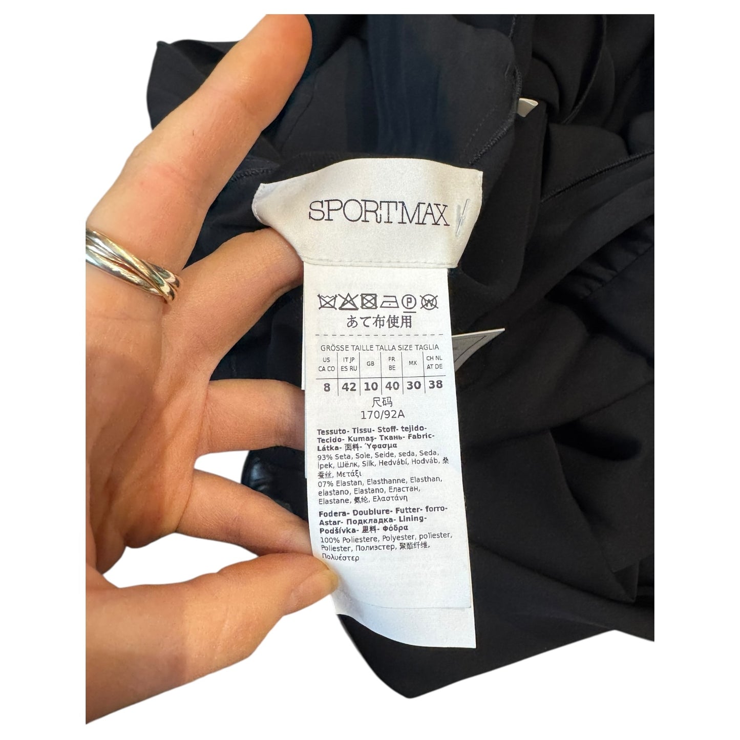 SportMax Black Silk Blend Pussy Bow Midi Dress - 10/12