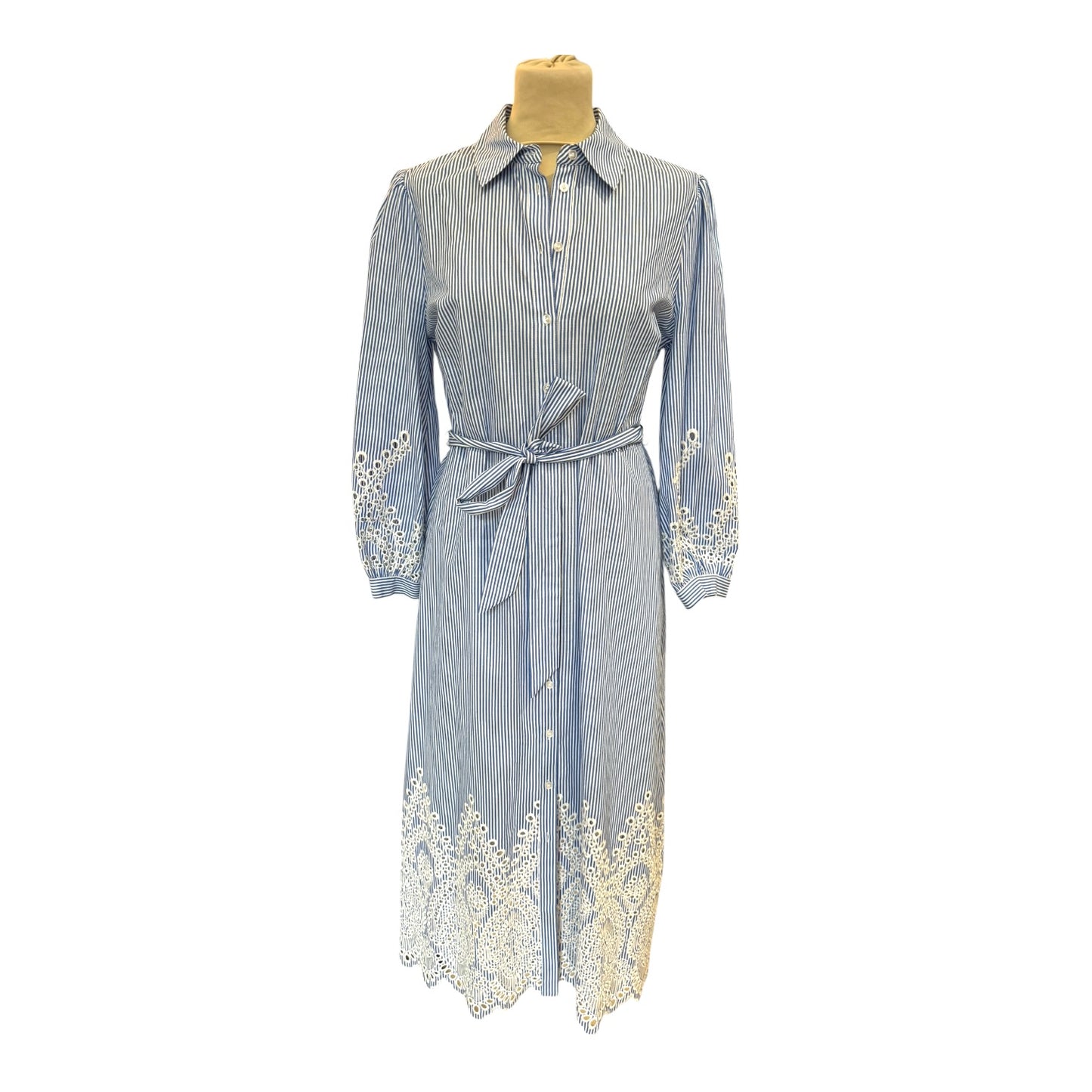 Hobbs Blue Ivory Juliette Cotton Dress - 10