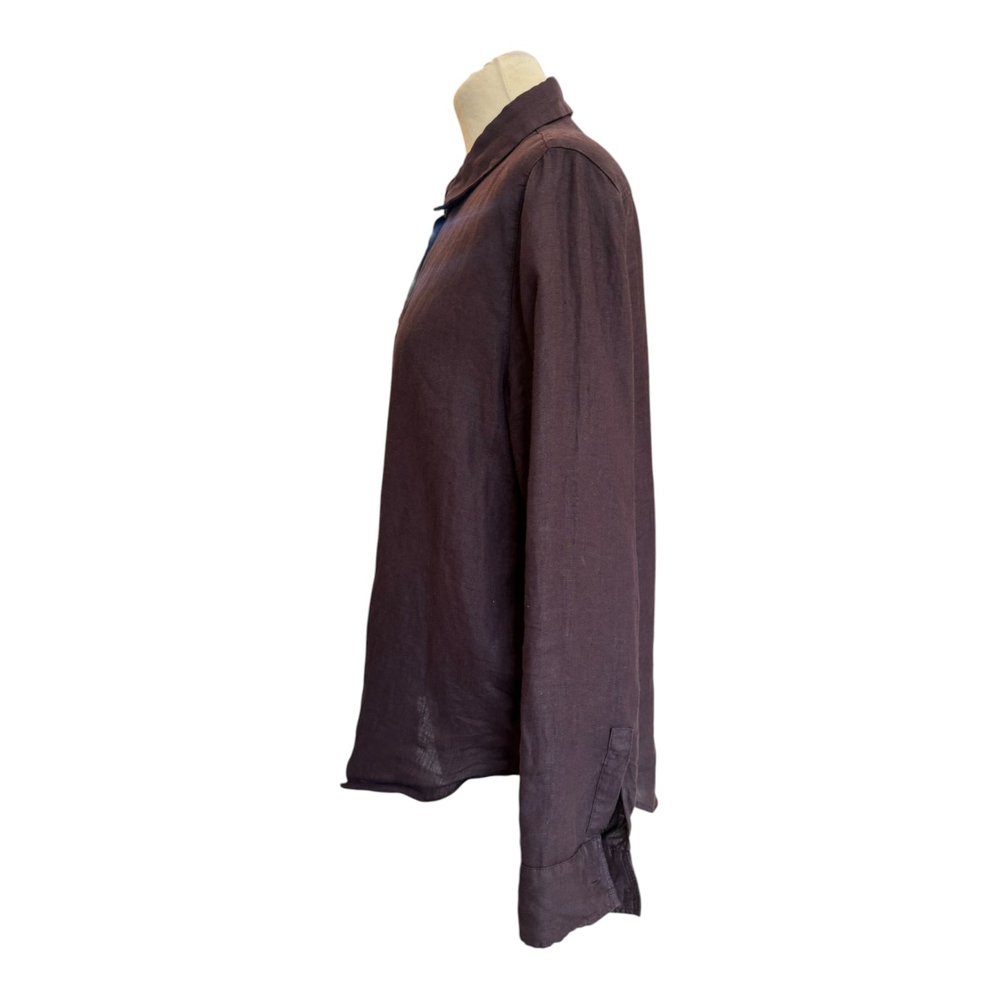 Massimo Dutti Brown Check Collarless Shirt Dress - 10/12