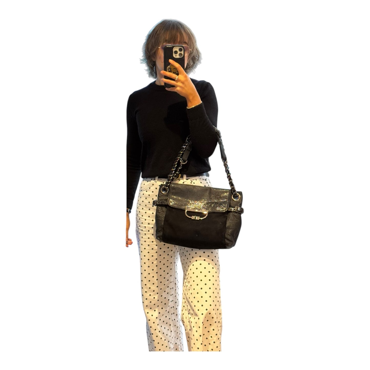 Mulberry Jenah Black Leather and Suede Bag