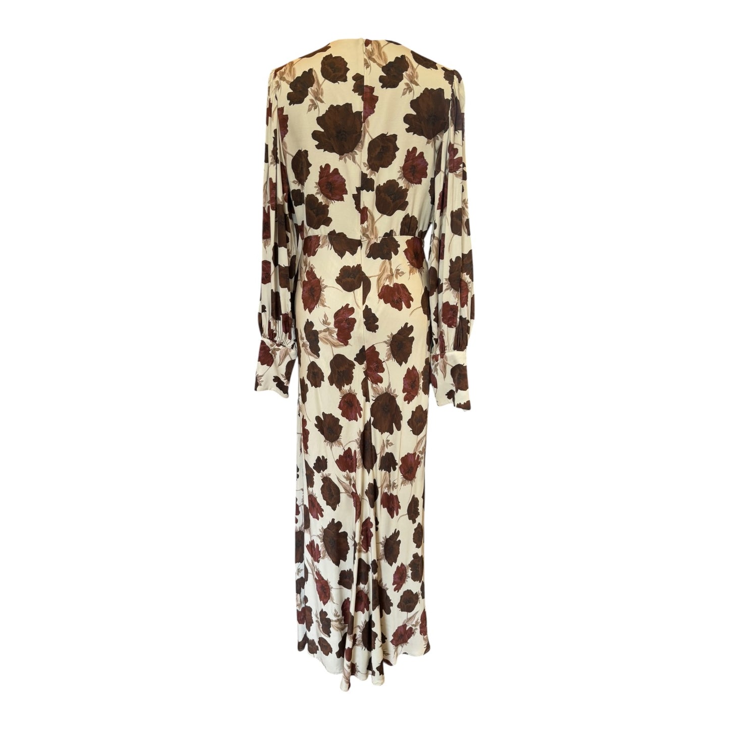 Malina Alize Floral Satin Maxi Dress in Wine Peony - 12/14