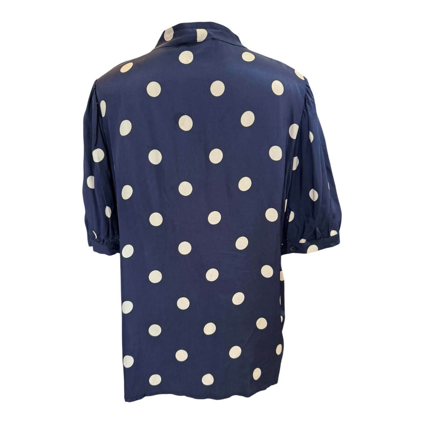 Baukjen Violette Satin Blouse Navy Big Polka - 14