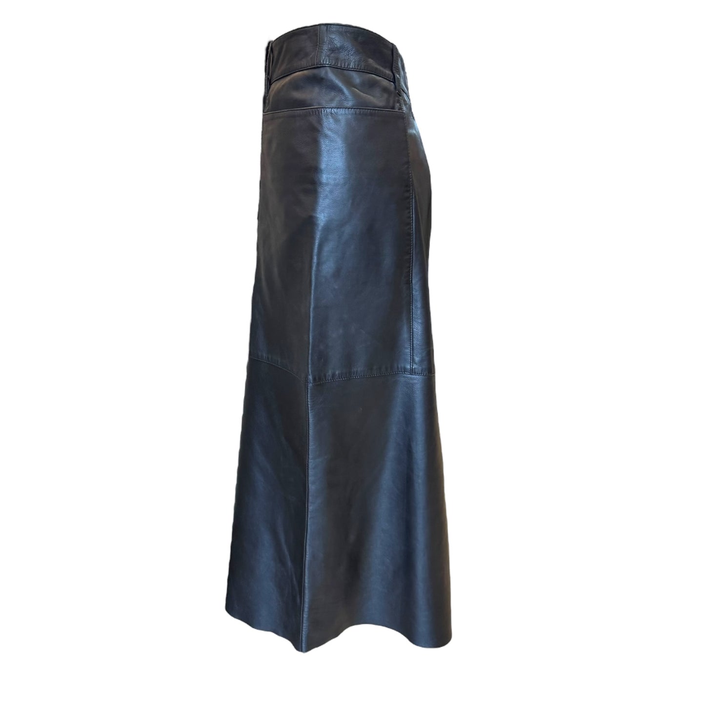 Alysi Black Leather Midi Skirt - 14