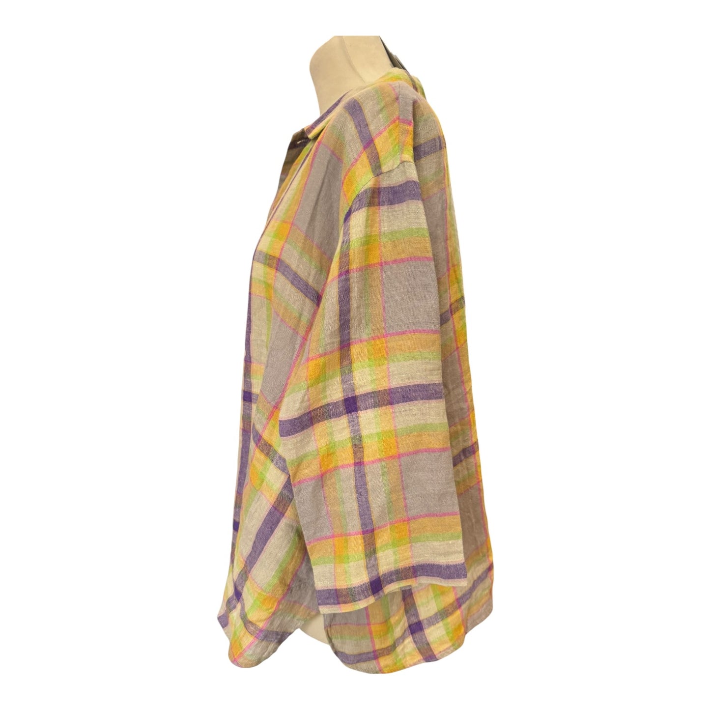 Antiquities Linen and Cotton Check Shirt - One Size - NEW