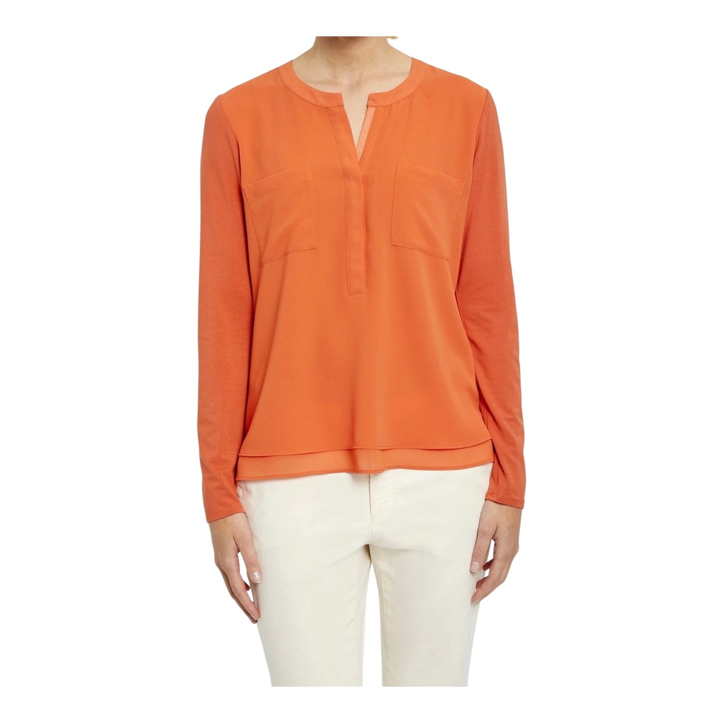 Milano Orange Notch Neck Top - 10 - NEW