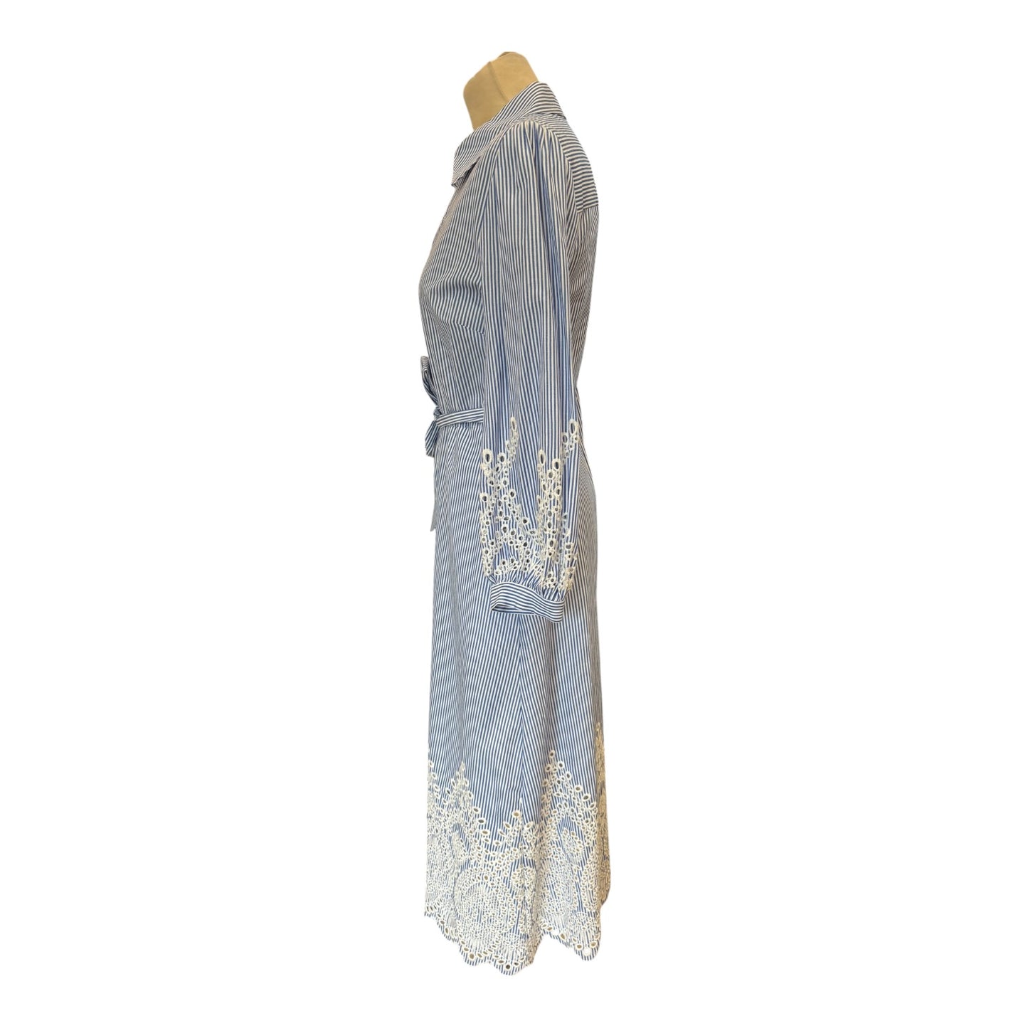 Hobbs Blue Ivory Juliette Cotton Dress - 10