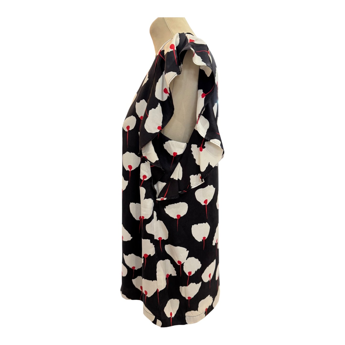 Max Mara Studio Navy, White and Red Floral Silk Top - 12