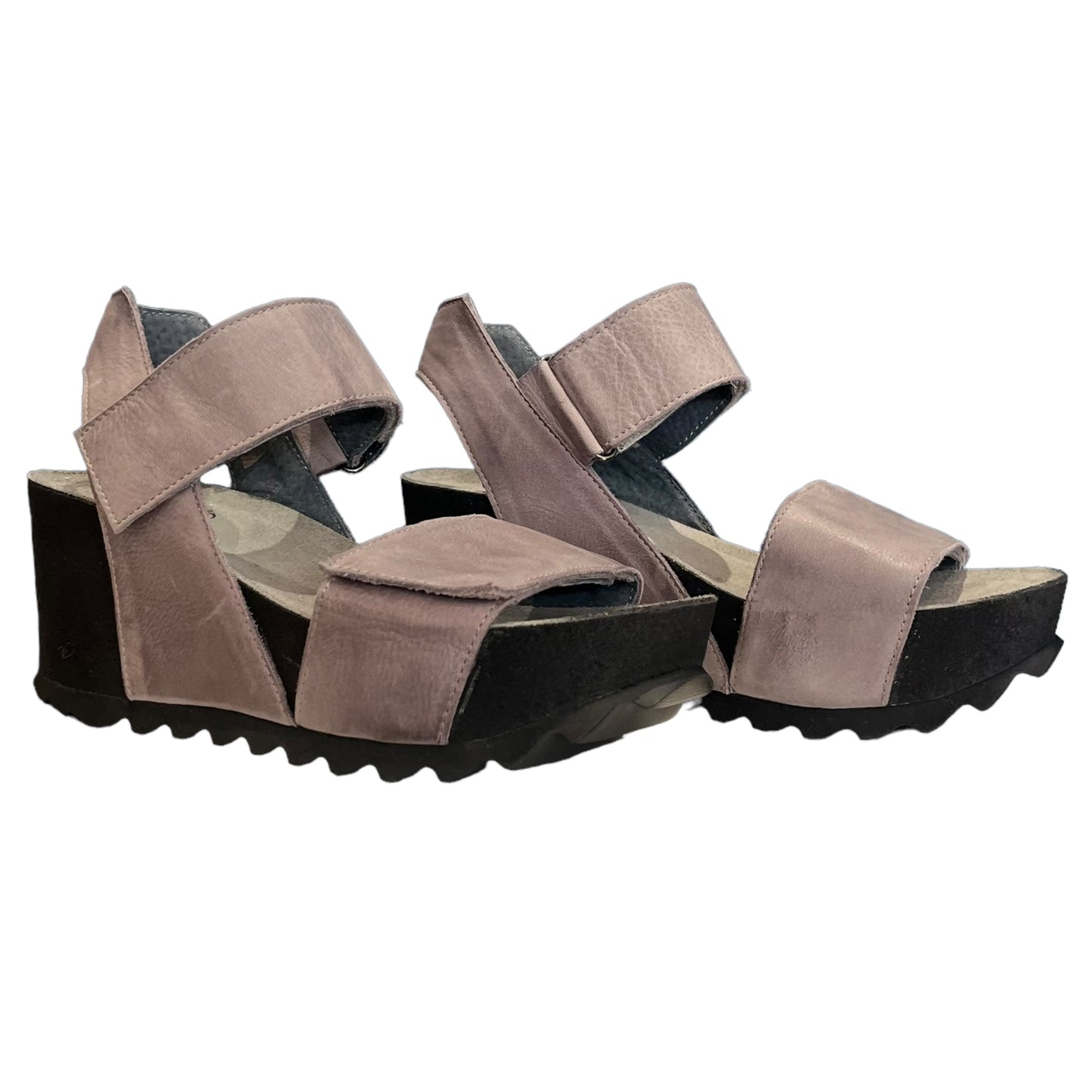 Lofina Grey Leather Wedge Heels - 5 - NEW