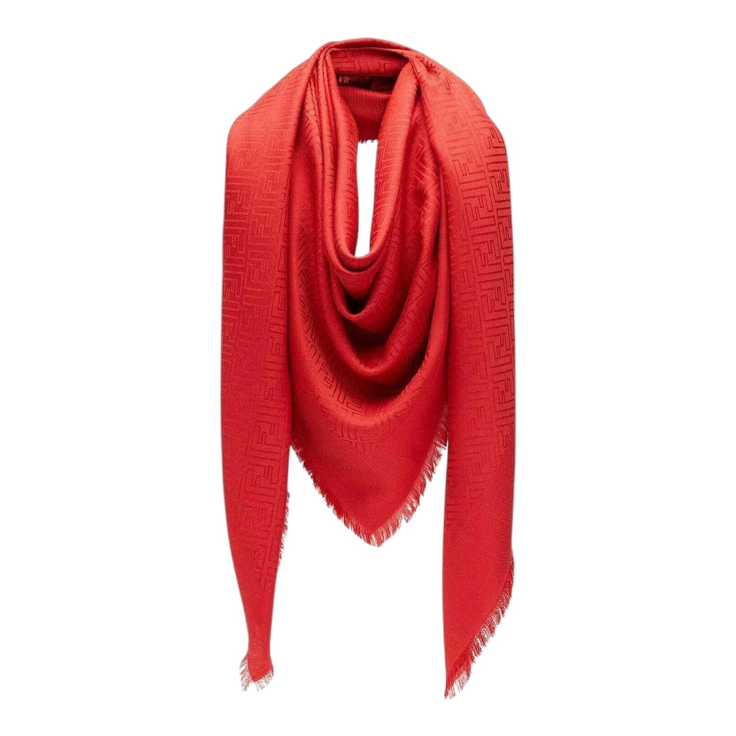 Fendi Monogram Zucca Orange Wool and Silk Scarf