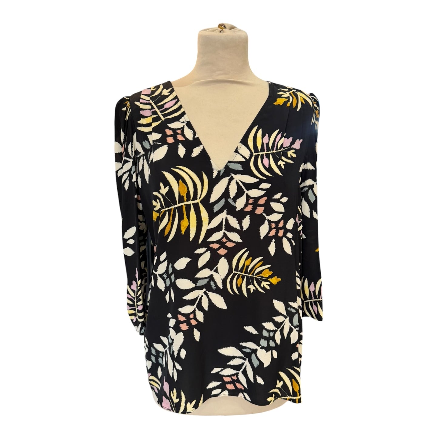 Ba&sh Black Leaf Print Top - 8/10