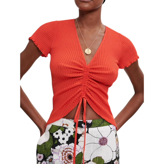 Maje Orange Ruched Top - 8