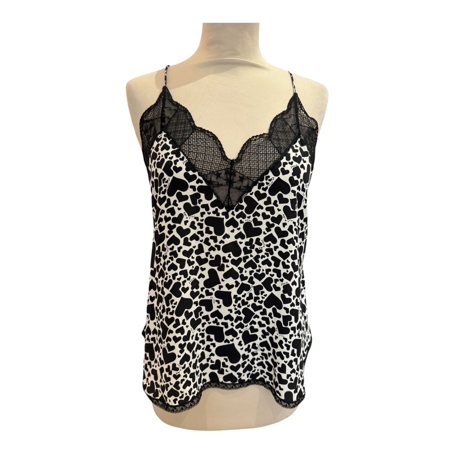 Zadig & Voltaire Christy Black and Cream Silk Lace Cami - 8