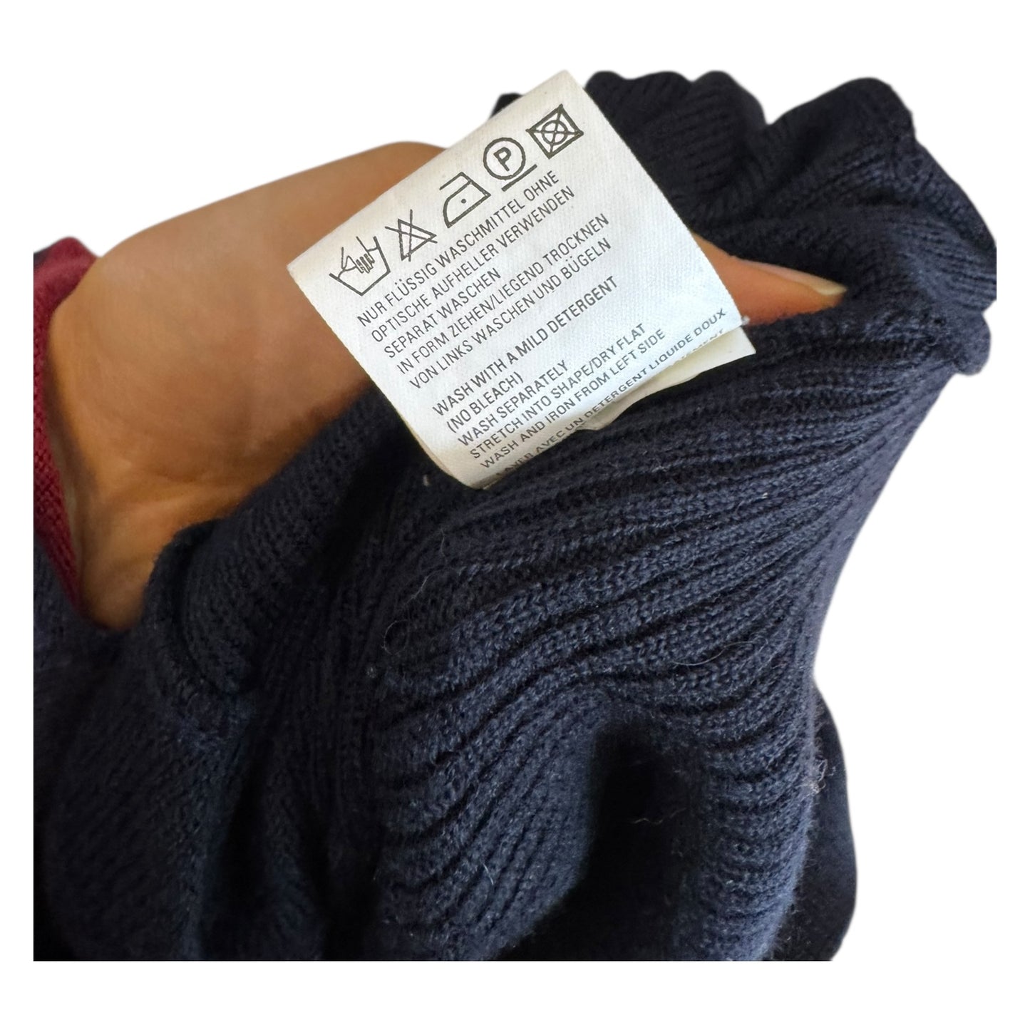 Marc Auriel Navy Wool Blend Rib Polo Neck Sweater - 10/12