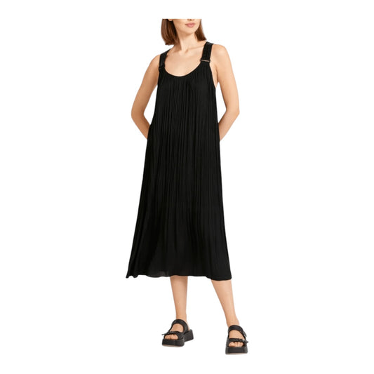 Marc Cain Sports Black Pleated Racerback Dress - 12 - NEW