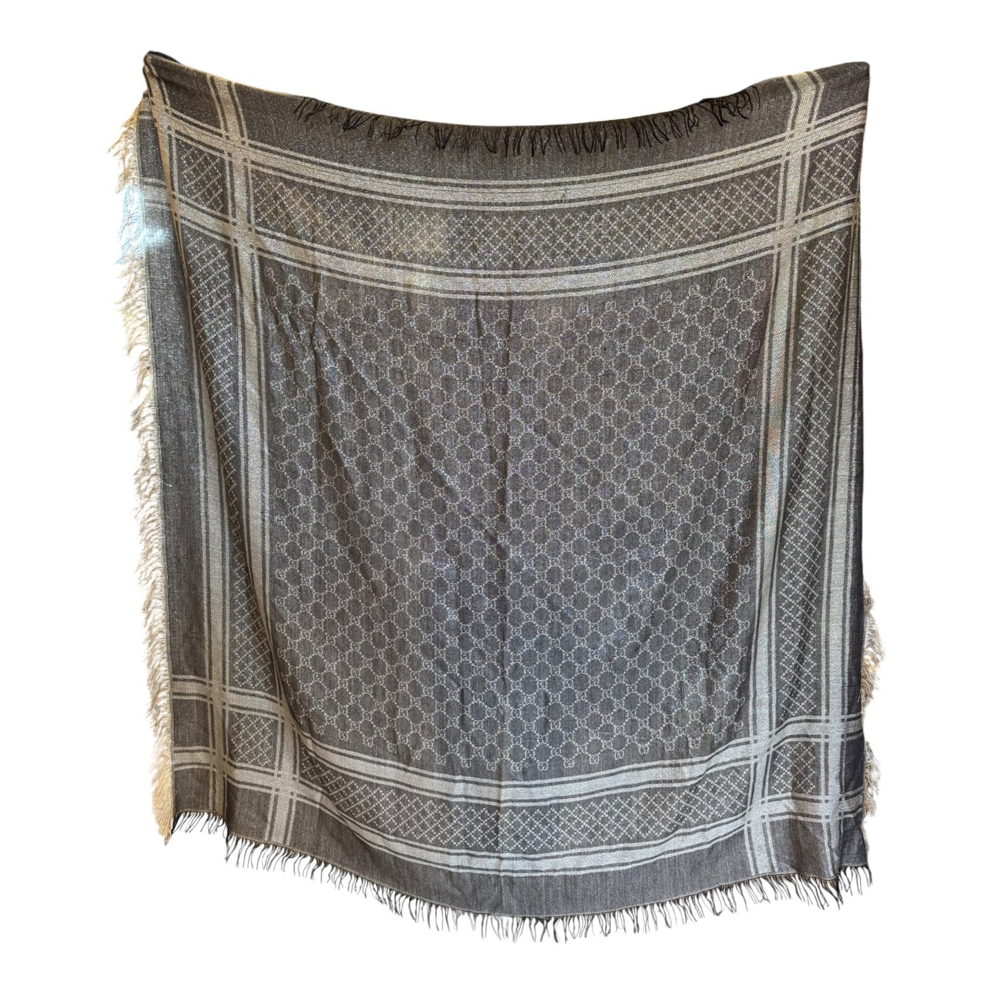 Gucci GG Wool and Metallic Monogram Scarf