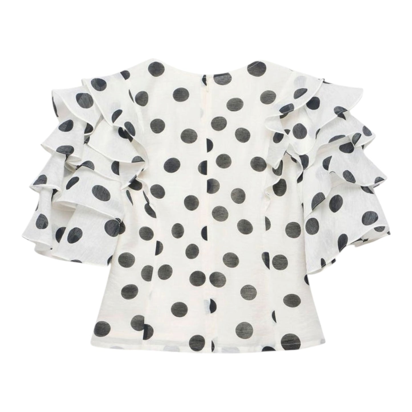 Mint Velvet Polka Dot Ruffle Linen Blend Top - 18 - NEW