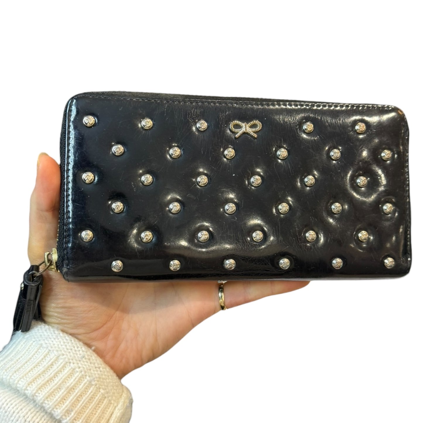 Anya Hindmarch Black Patent Leather Zip Wallet