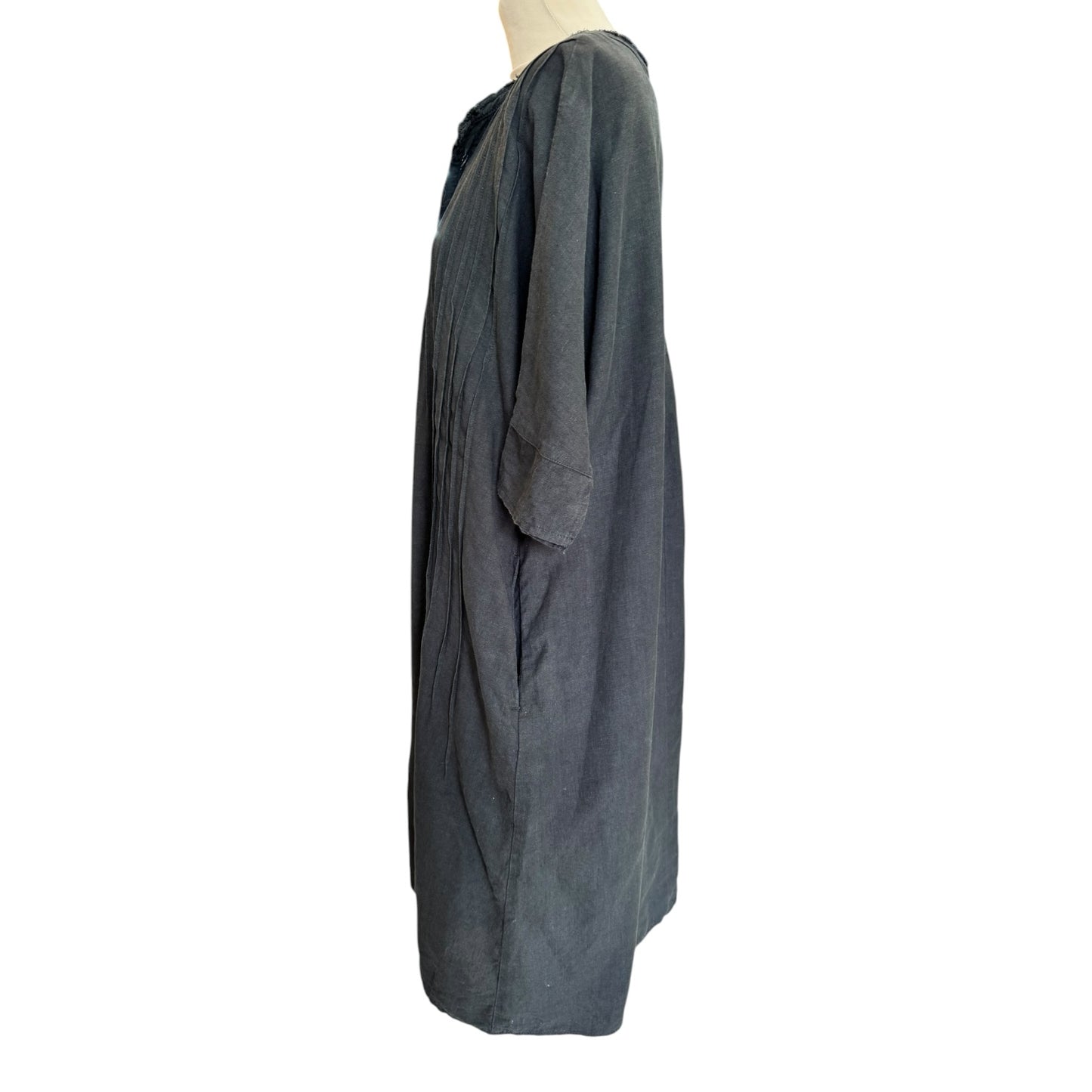 Kapital Black French Linen Pintuck O'Keeffe Dress - 12/14