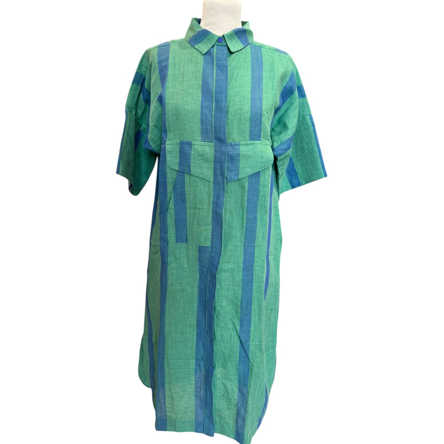 SKFK Eliza Linen and Cotton Striped Dress - 10/12
